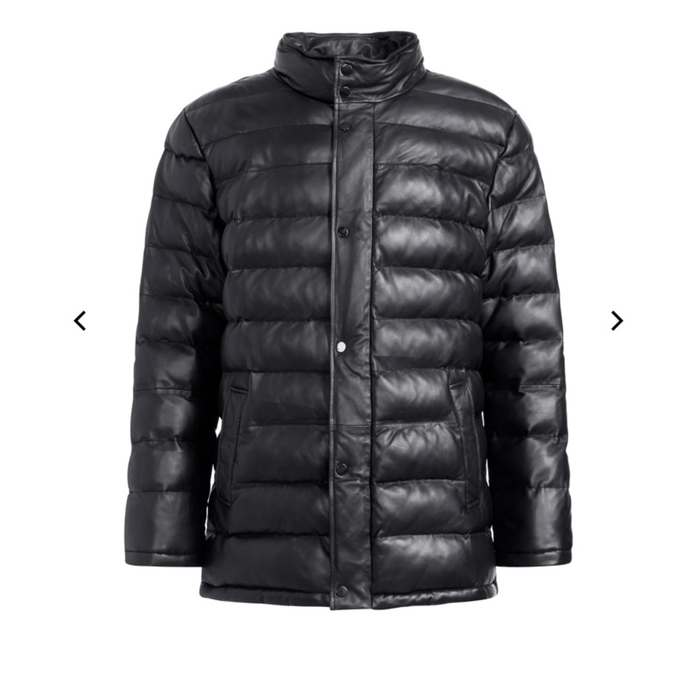 NWOT Wolfie genuine leather down filled coat.
